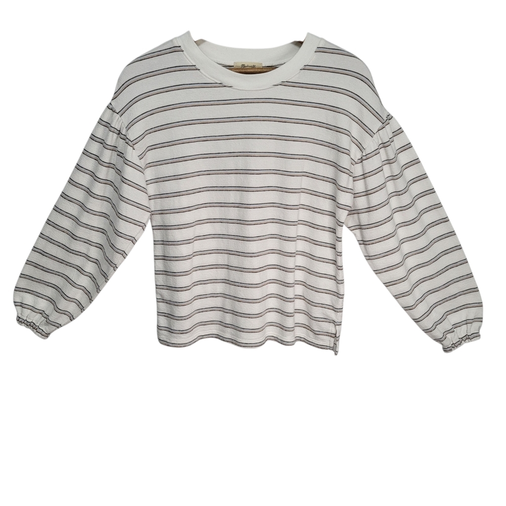 Madewell Cotton Blend Long-Sleeve Tee In Stripe Women's Size XXS Relaxed Comfy